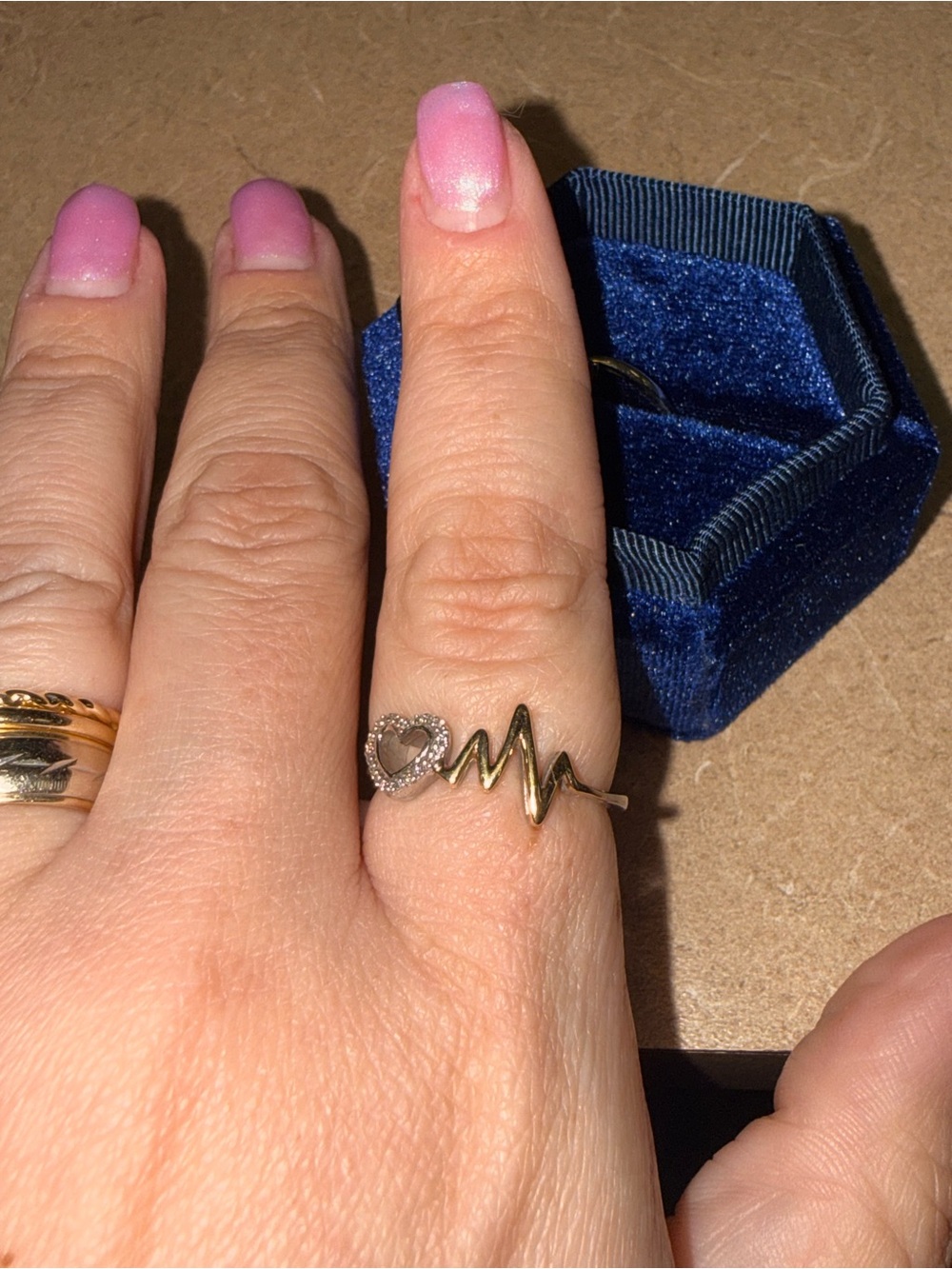 Heartbeat Heart Ring in sterling silver and 10k YGold with diamonds